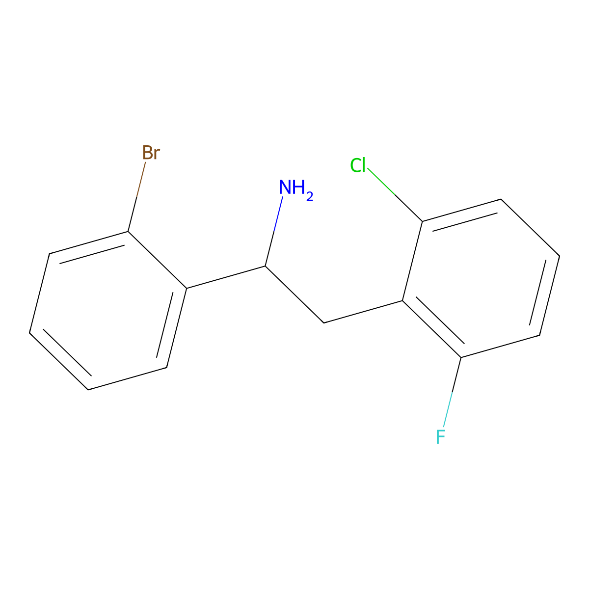 1-(2-Bromophenyl)-2-(2-chloro-6-fluorophenyl)ethan-1-amine molecular structure, CAS 1179830-62-6