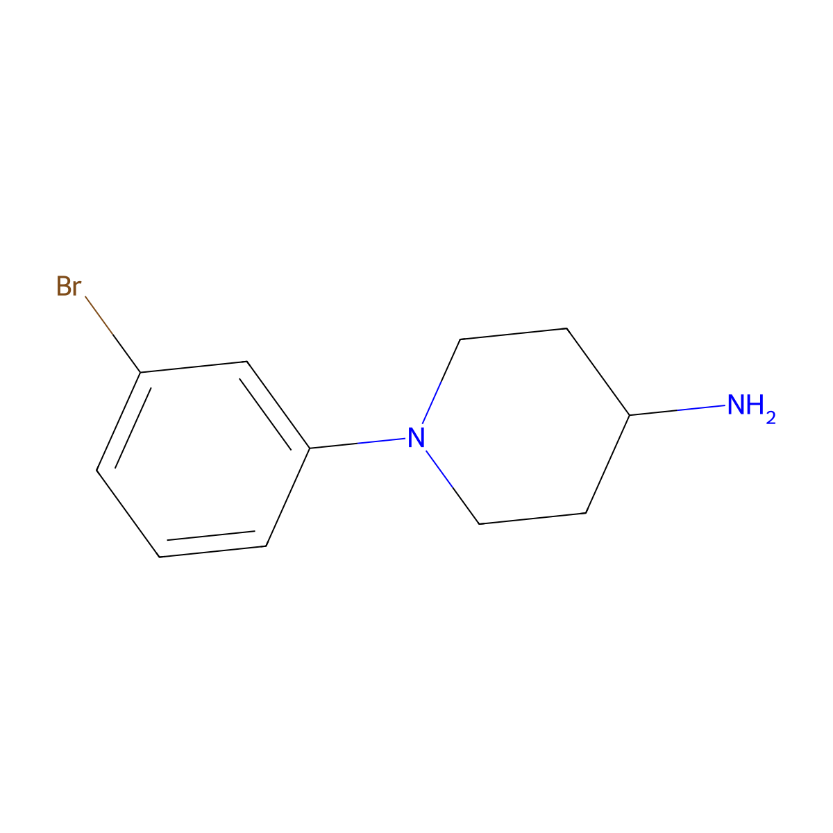1-(3-Bromophenyl)piperidin-4-amine molecular structure, CAS 1179833-02-3