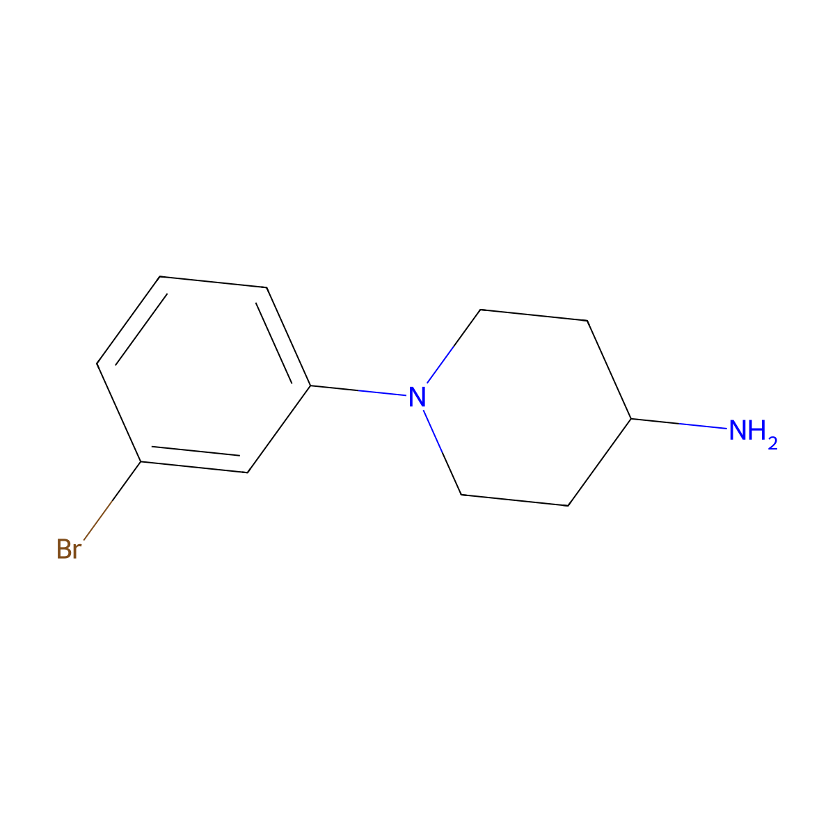 1-(3-Bromophenyl)piperidin-4-amine molecular structure, CAS 1179833-02-3