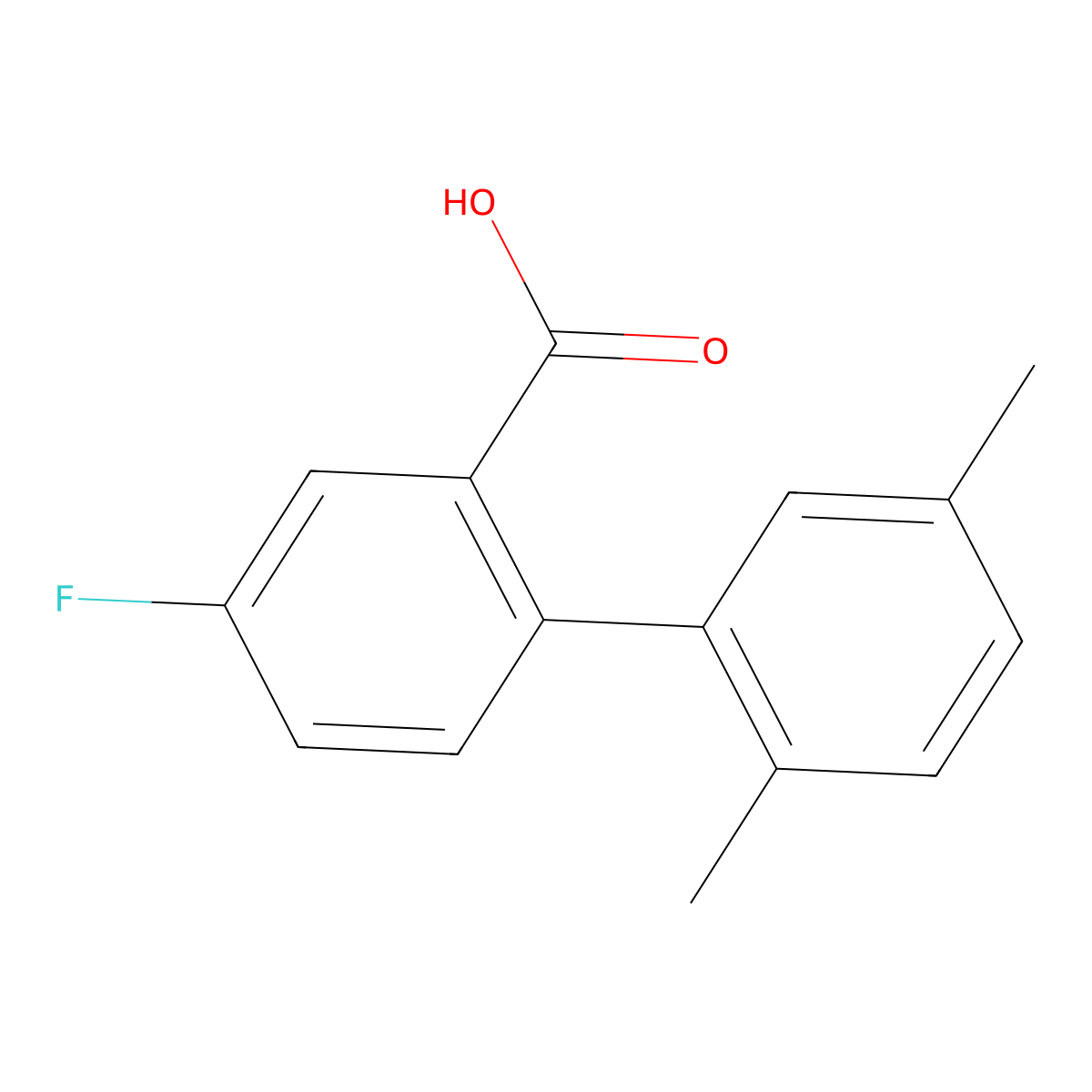 2-(2,5-Dimethylphenyl)-5-fluorobenzoic acid molecular structure, CAS 1179849-45-6