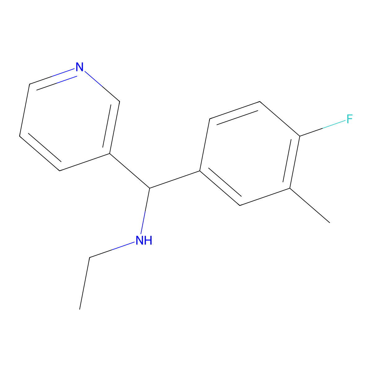 Ethyl[(4-fluoro-3-methylphenyl)(pyridin-3-yl)methyl]amine molecular structure, CAS 1179861-37-0
