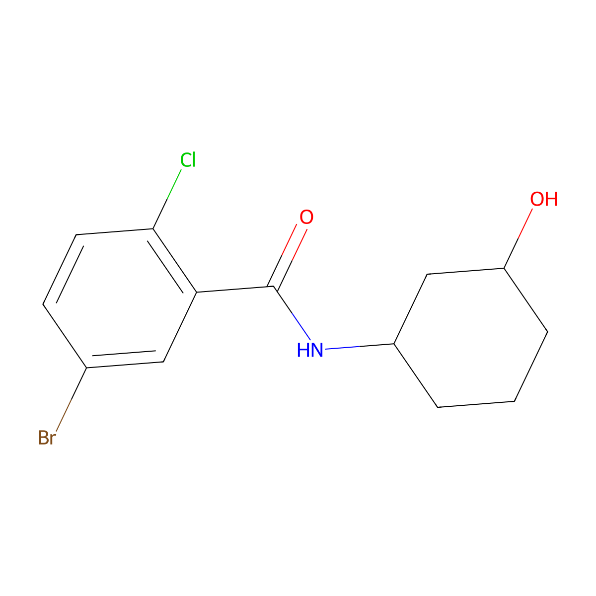 5-bromo-2-chloro-N-(3-hydroxycyclohexyl)benzamide molecular structure, CAS 1179874-11-3