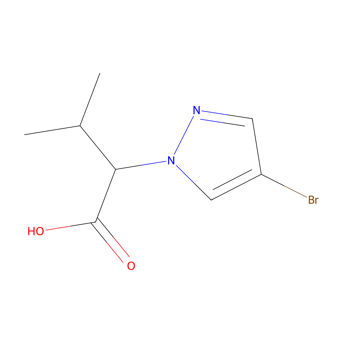 2-(4-bromo-1H-pyrazol-1-yl)-3-methylbutanoic acid molecular structure, CAS 1179883-30-7