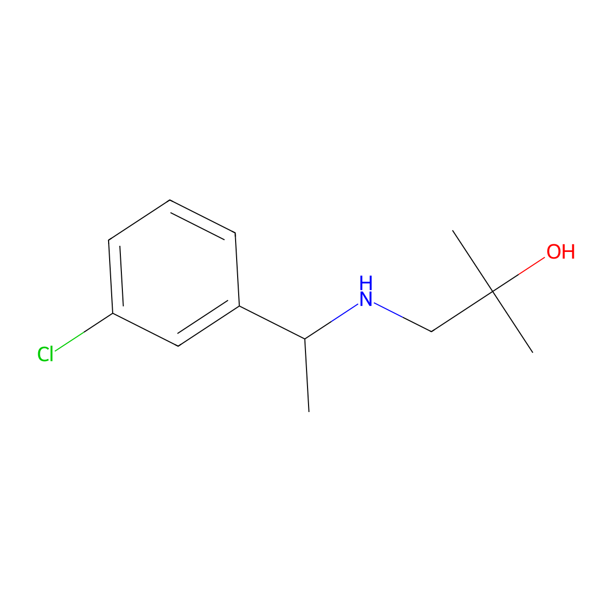 1-{[1-(3-Chlorophenyl)ethyl]amino}-2-methylpropan-2-ol molecular structure, CAS 1179918-50-3