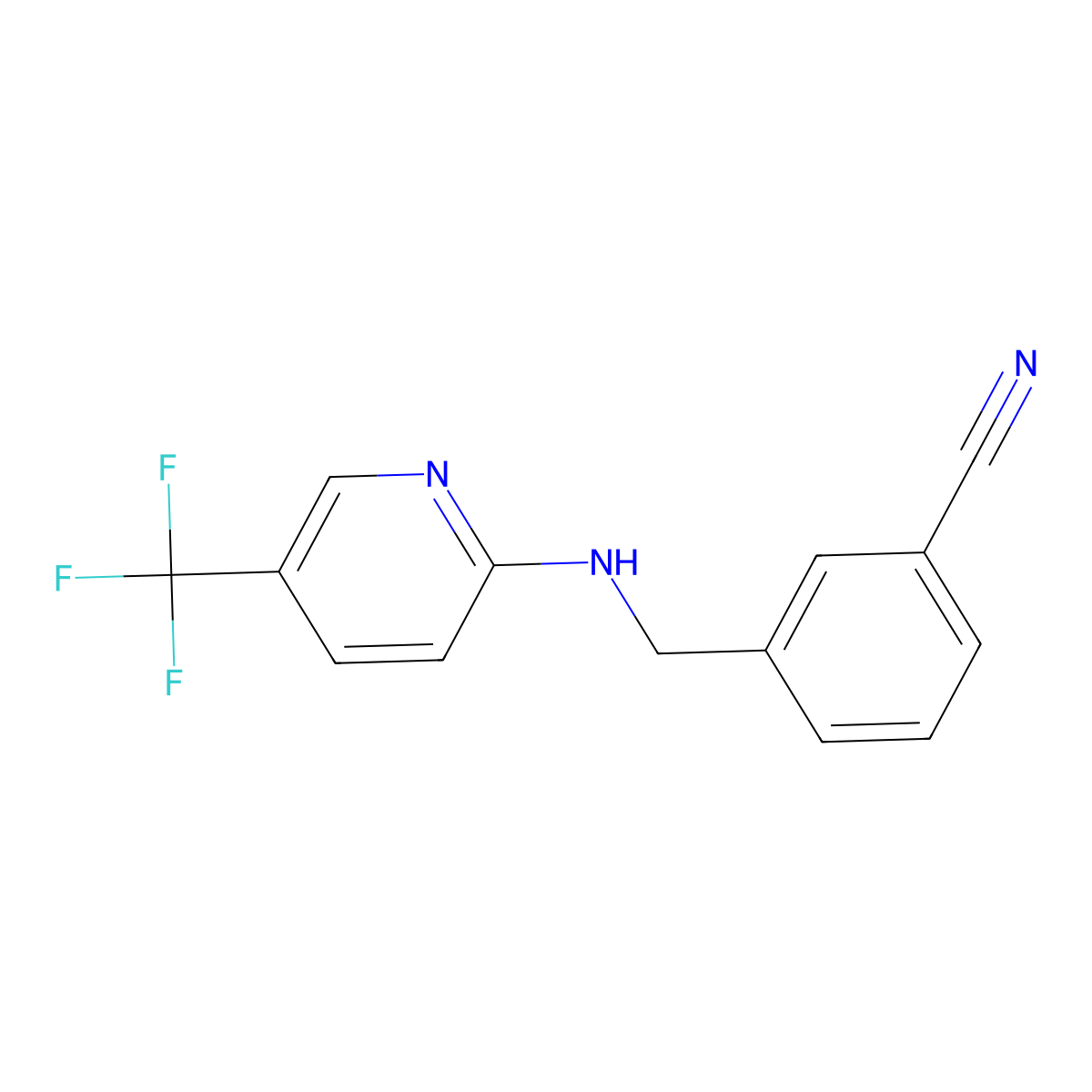 3-(((5-(Trifluoromethyl)pyridin-2-yl)amino)methyl)benzonitrile molecular structure, CAS 1179929-06-6