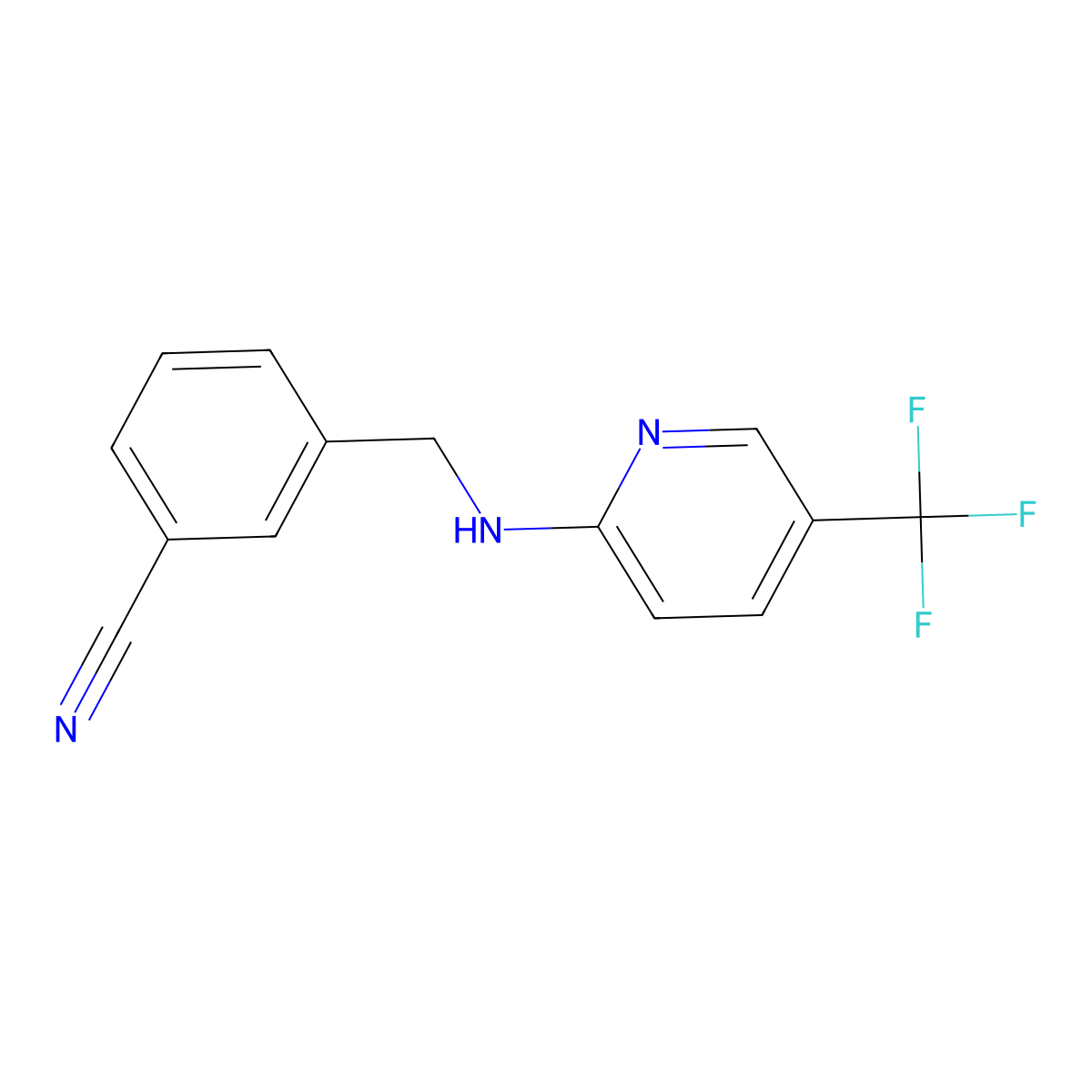 3-(((5-(Trifluoromethyl)pyridin-2-yl)amino)methyl)benzonitrile molecular structure, CAS 1179929-06-6