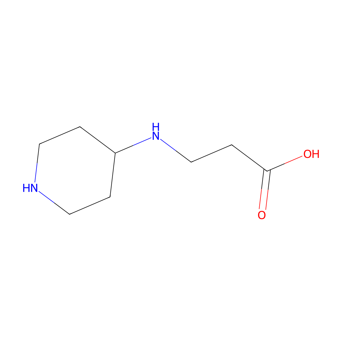 3-[(Piperidin-4-yl)amino]propanoic acid molecular structure, CAS 1179932-48-9