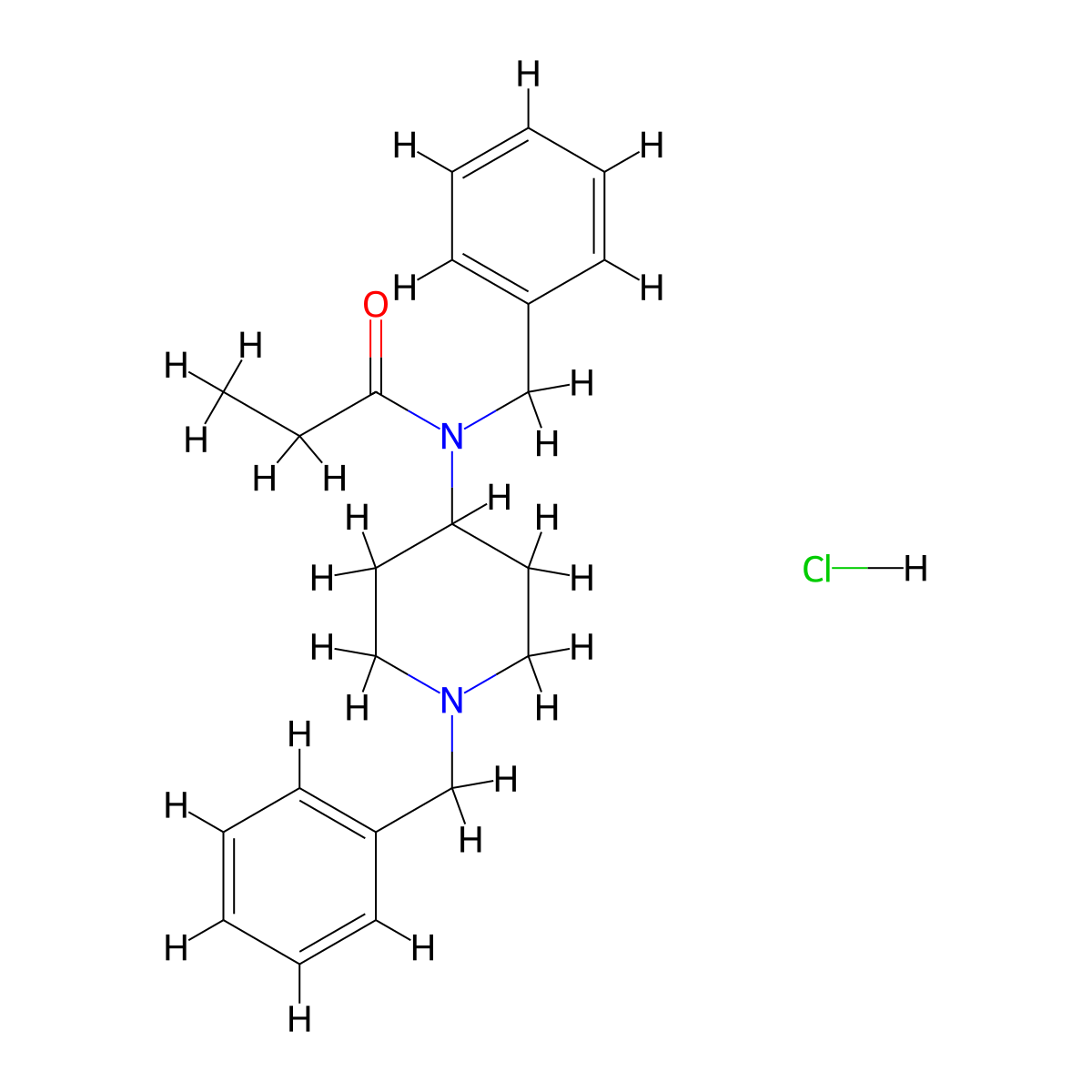 N-(1-Benzyl-4-piperidyl)-N-benzylpropanamide (hydrochloride) molecular structure, CAS 117994-42-0