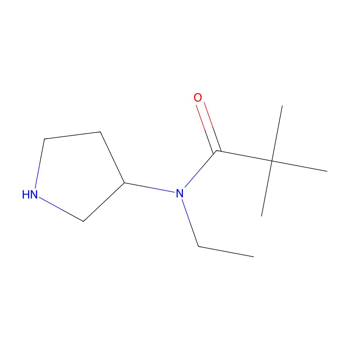 N-ethyl-2,2-dimethyl-N-(pyrrolidin-3-yl)propanamide molecular structure, CAS 1179940-32-9