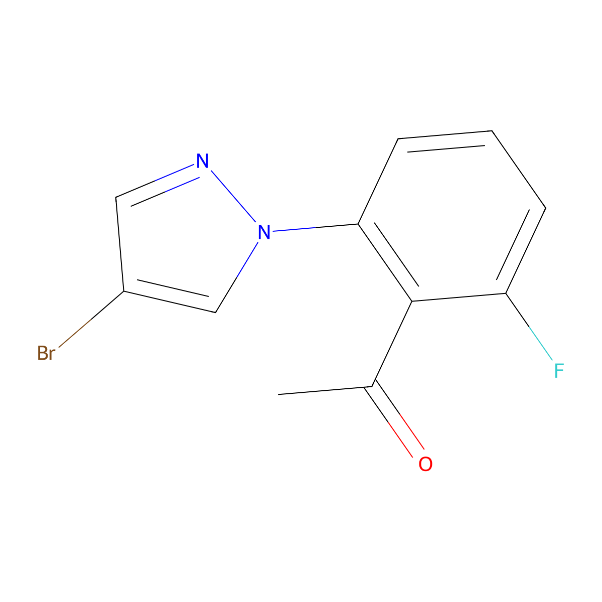 1-(2-(4-Bromo-1h-pyrazol-1-yl)-6-fluorophenyl)ethan-1-one molecular structure, CAS 1179940-44-3