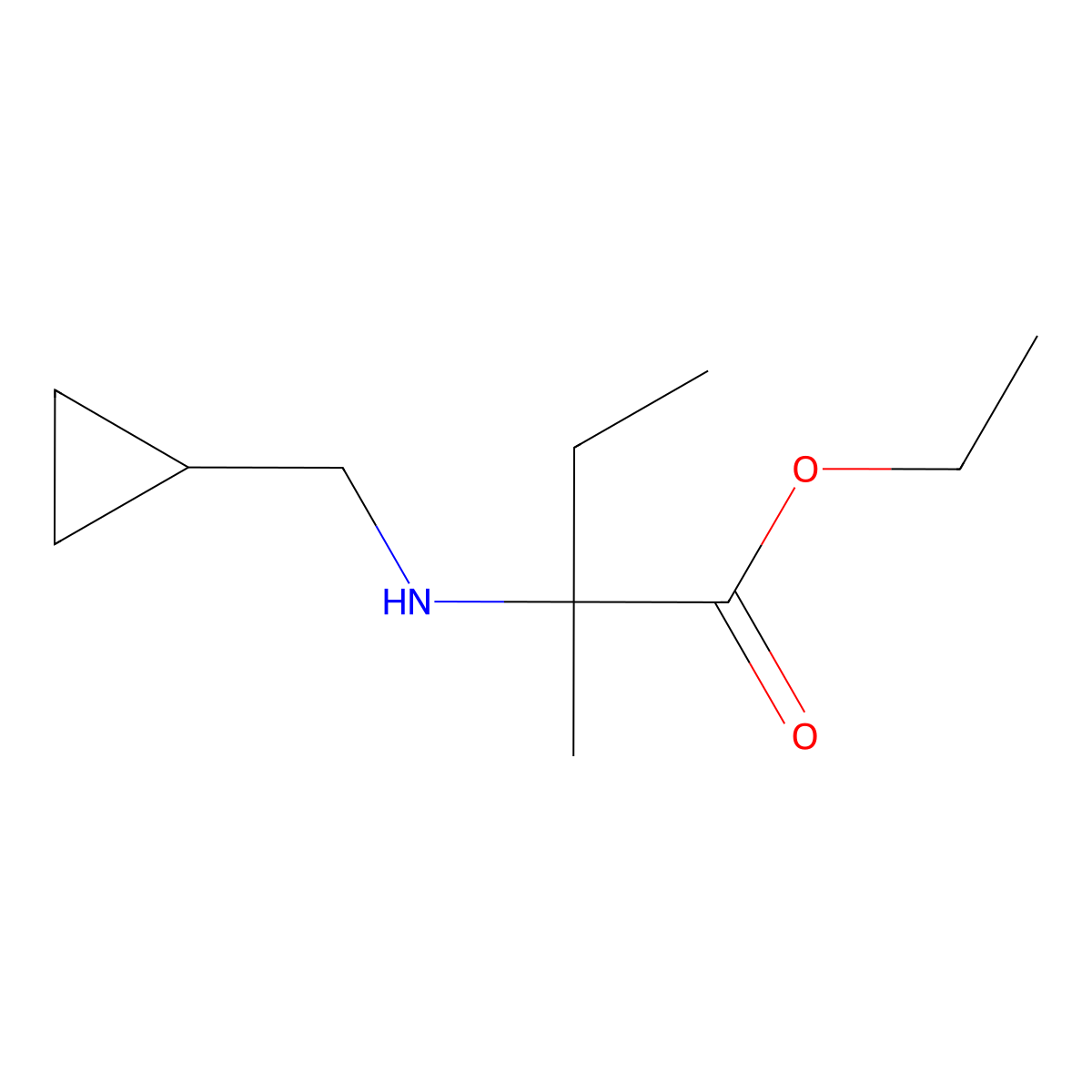 Ethyl 2-[(cyclopropylmethyl)amino]-2-methylbutanoate molecular structure, CAS 1179946-63-4