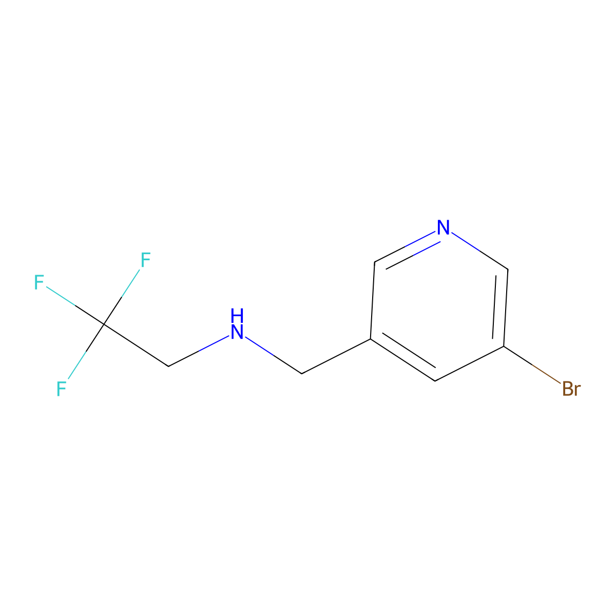 N-((5-bromopyridin-3-yl)methyl)-2,2,2-trifluoroethanamine molecular structure, CAS 1179955-33-9