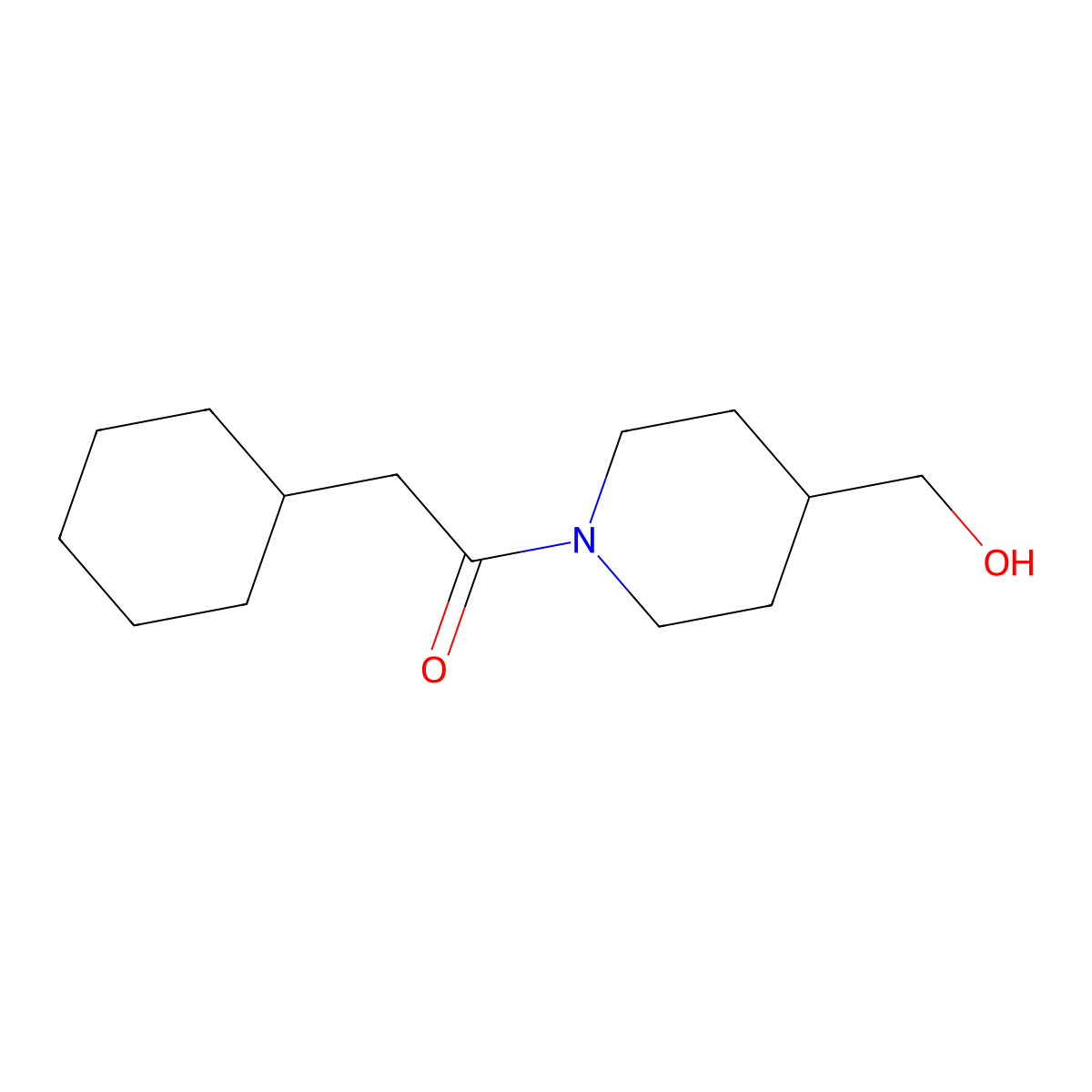 2-Cyclohexyl-1-[4-(hydroxymethyl)piperidin-1-yl]ethan-1-one molecular structure, CAS 1179964-37-4