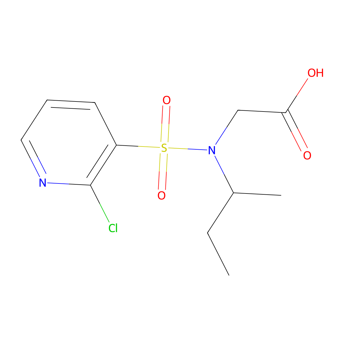 2-[N-(butan-2-yl)2-chloropyridine-3-sulfonamido]acetic acid molecular structure, CAS 1179972-08-7
