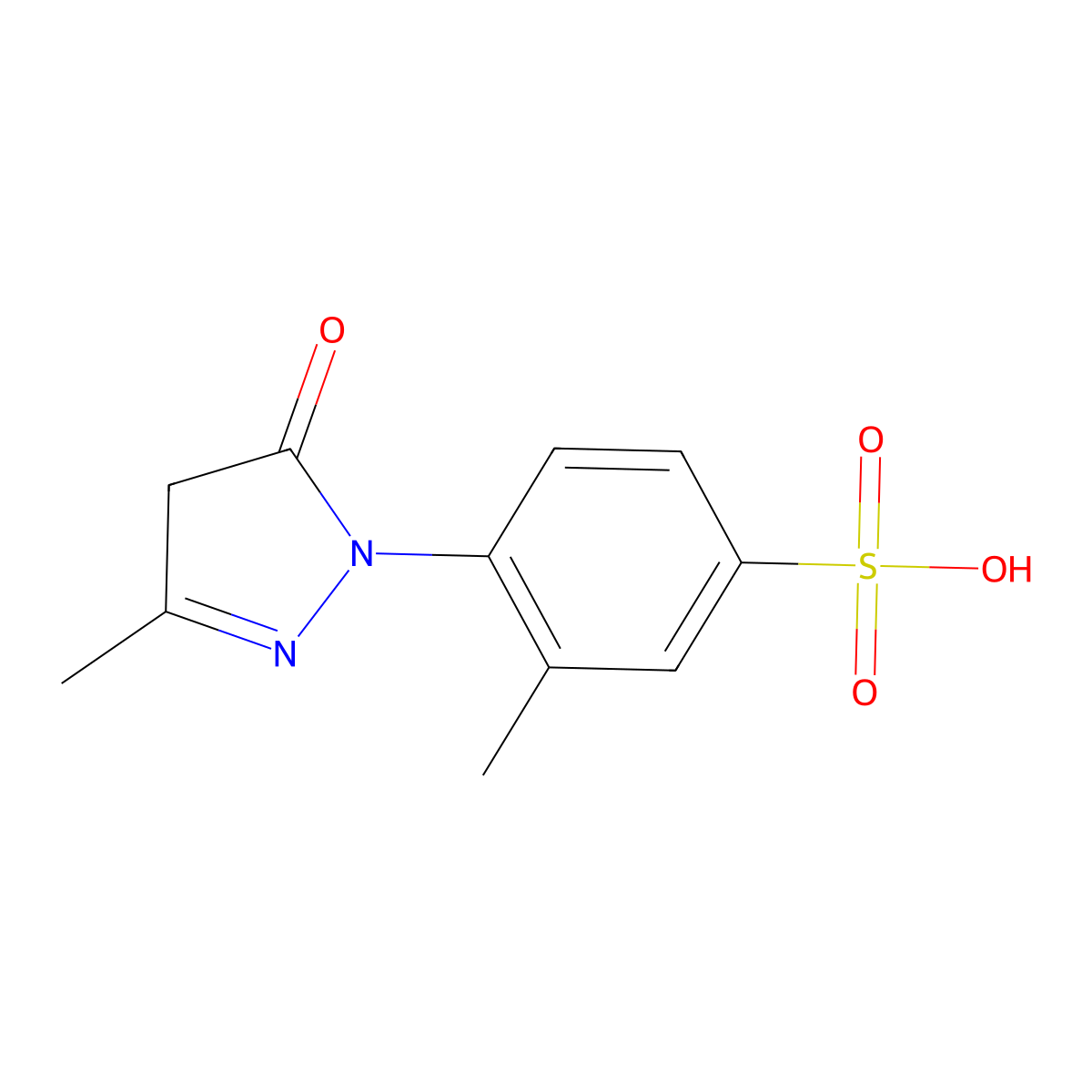 Benzenesulfonic acid, 4-(4,5-dihydro-3-methyl-5-oxo-1H-pyrazol-1-yl)-3-methyl- molecular structure, CAS 118-07-0