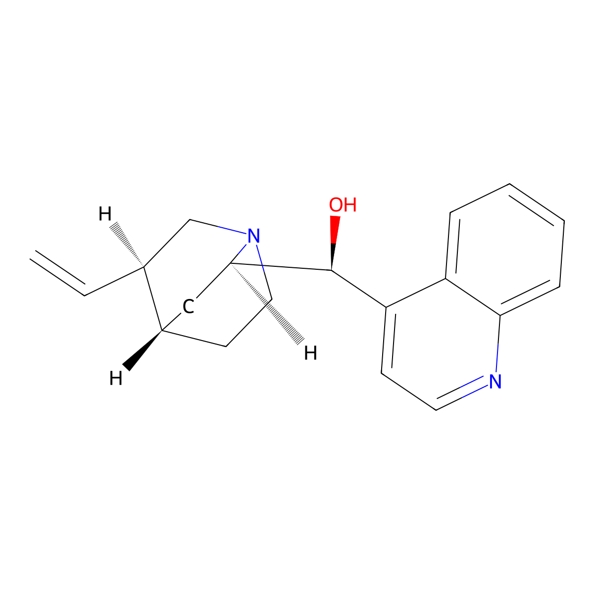 (S)-Quinolin-4-yl((1S,2R,4S,5R)-5-vinylquinuclidin-2-yl)methanol , Cinchonine molecular structure, CAS 118-10-5