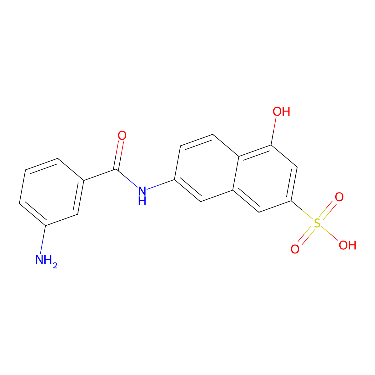 2-Naphthalenesulfonic acid, 7-[(3-aminobenzoyl)amino]-4-hydroxy- molecular structure, CAS 118-50-3