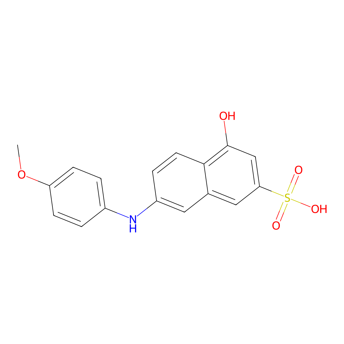 2-Naphthalenesulfonic acid, 4-hydroxy-7-[(4-methoxyphenyl)amino]- molecular structure, CAS 118-51-4