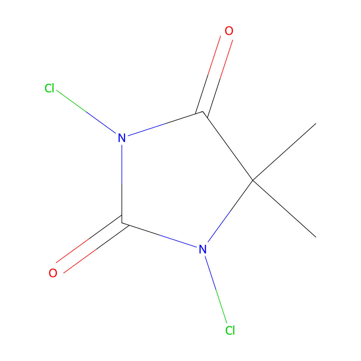 1,3-Dichloro-5,5-dimethylhydantoin molecular structure, CAS 118-52-5