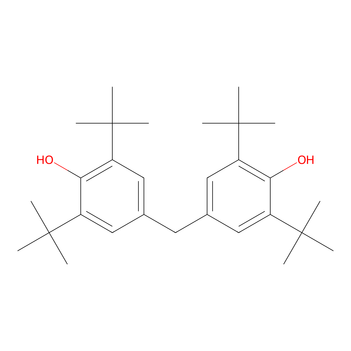 4,4'-Methylenebis(2,6-di-tert-butylphenol) molecular structure, CAS 118-82-1