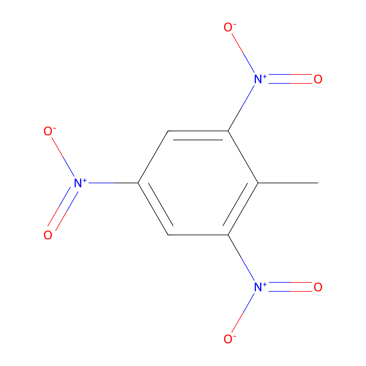 2,4,6-Trinitrotoluene molecular structure, CAS 118-96-7