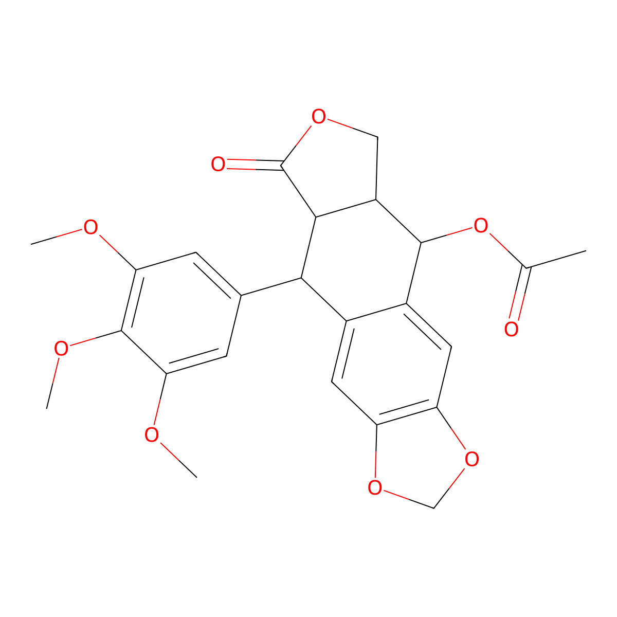 Epipodophyllotoxin acetate molecular structure, CAS 1180-35-4