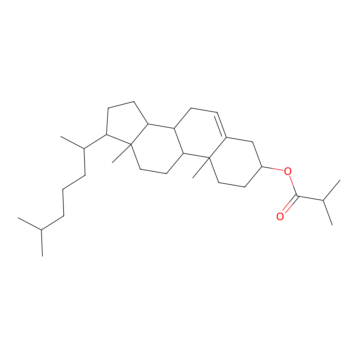 Cholesteryl isobutyrate molecular structure, CAS 1180-43-4