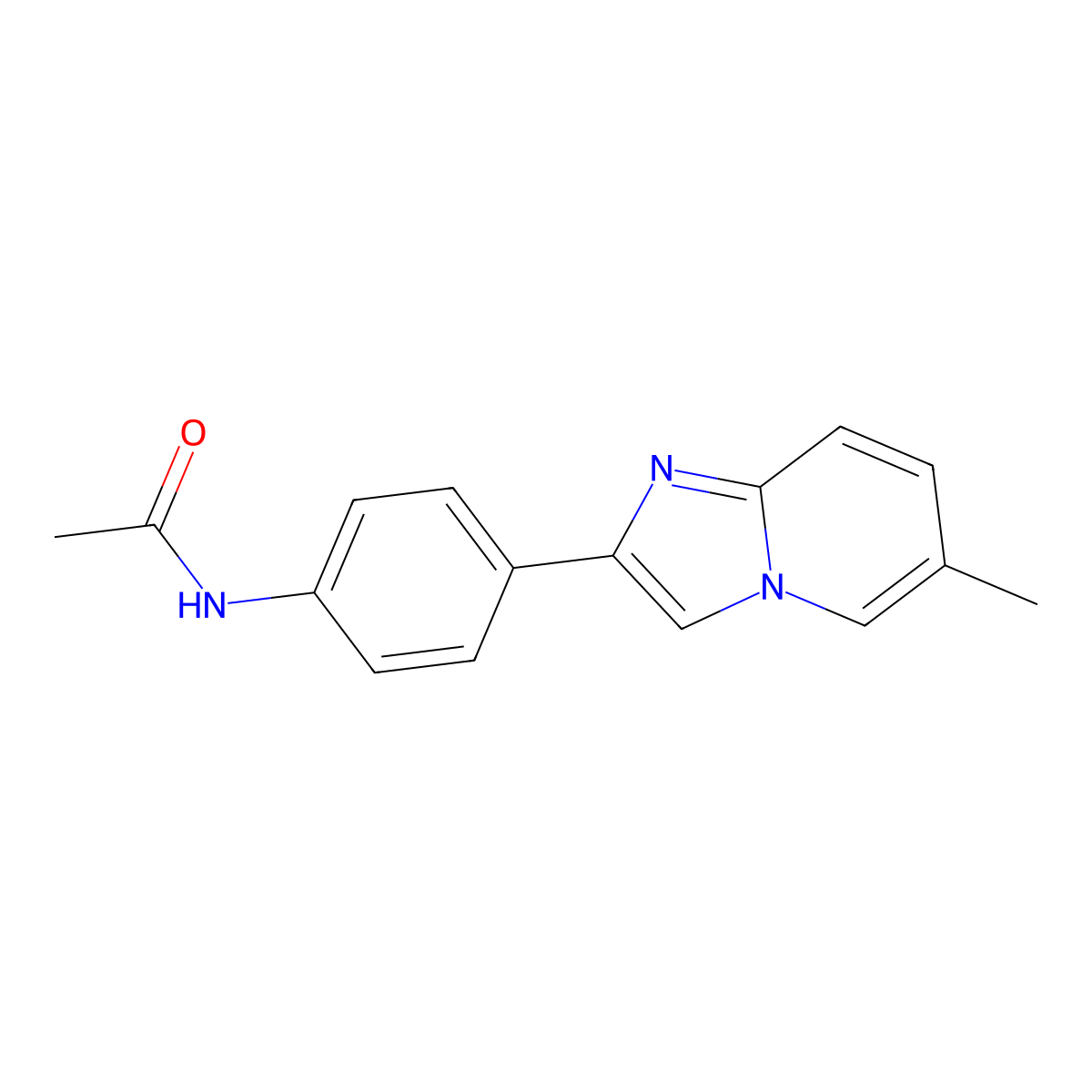 N-[4-(6-methylimidazo[1,2-a]pyridin-2-yl)phenyl]acetamide molecular structure, CAS 118000-51-4