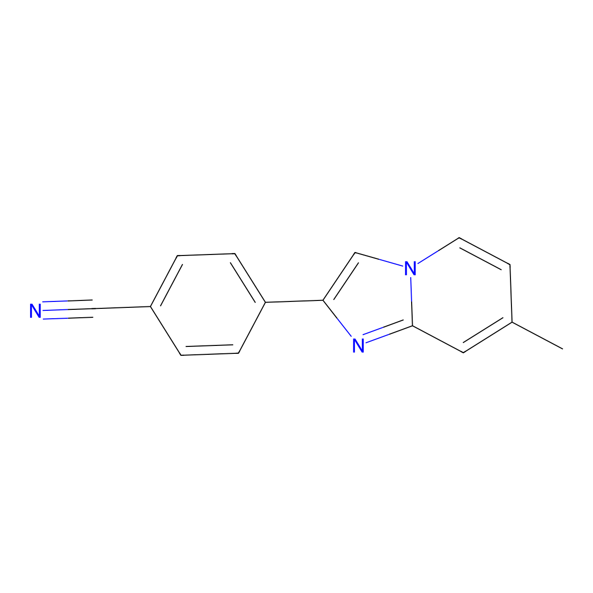 4-(7-Methylimidazo[1,2-a]pyridin-2-yl)benzonitrile molecular structure, CAS 118000-54-7