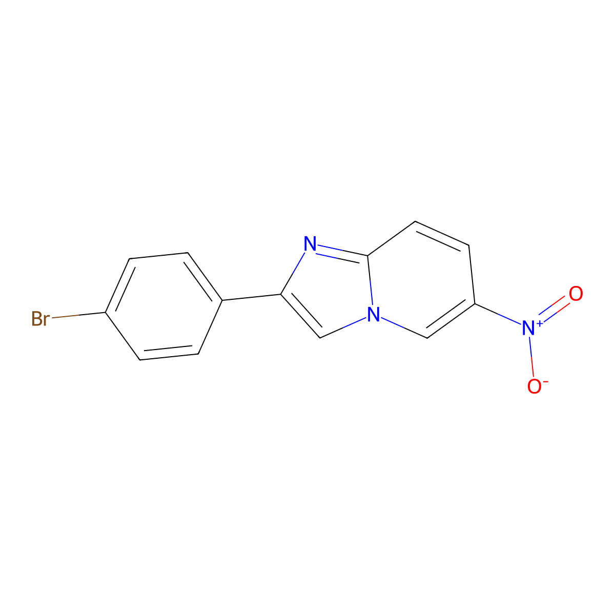 2-(4-Bromophenyl)-6-nitroimidazo[1,2-a]pyridine molecular structure, CAS 118000-56-9