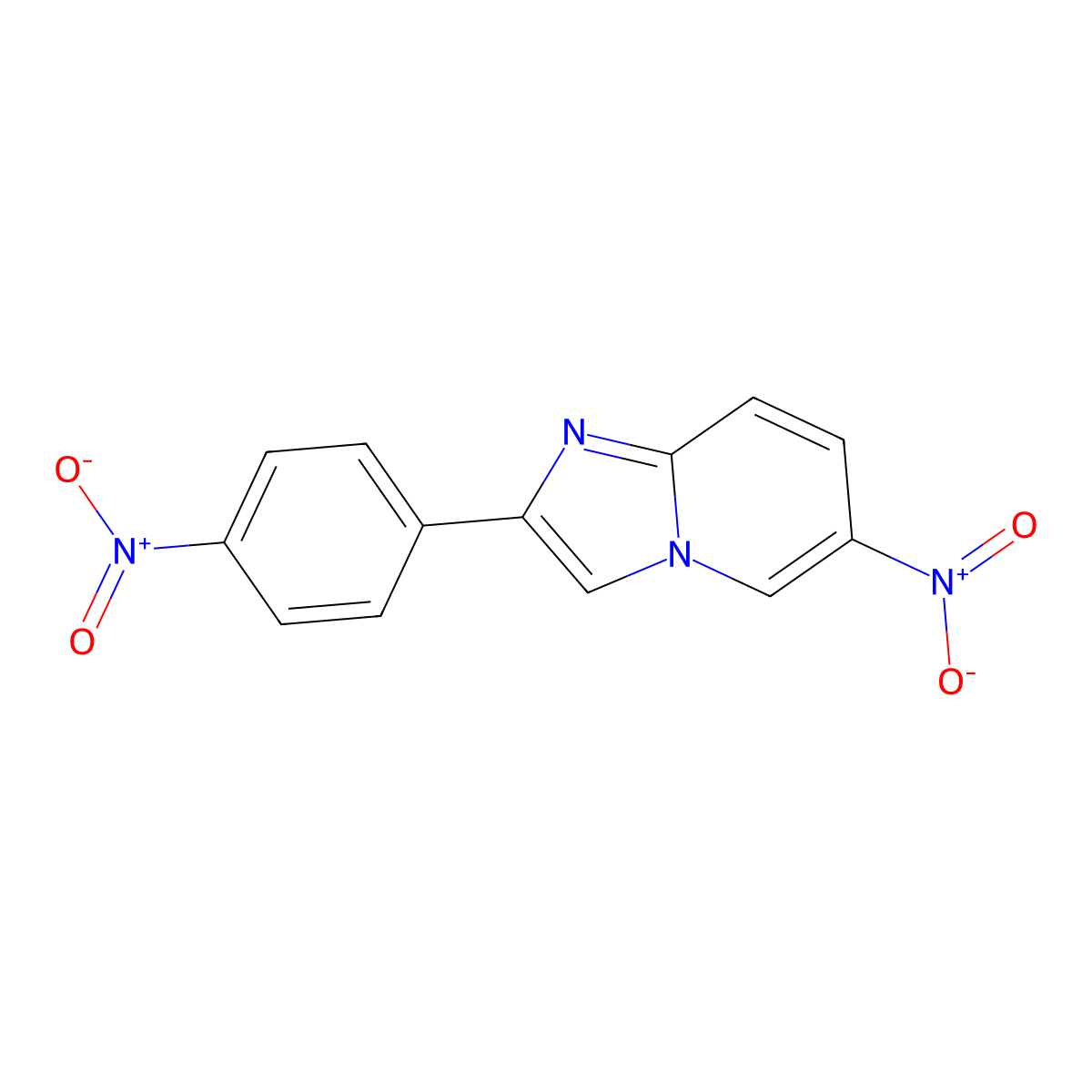 6-Nitro-2-(4-nitrophenyl)imidazo[1,2-a]pyridine molecular structure, CAS 118000-57-0