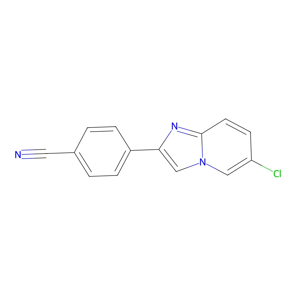 4-(6-Chloroimidazo[1,2-a]pyridin-2-yl)benzonitrile molecular structure, CAS 118000-64-9