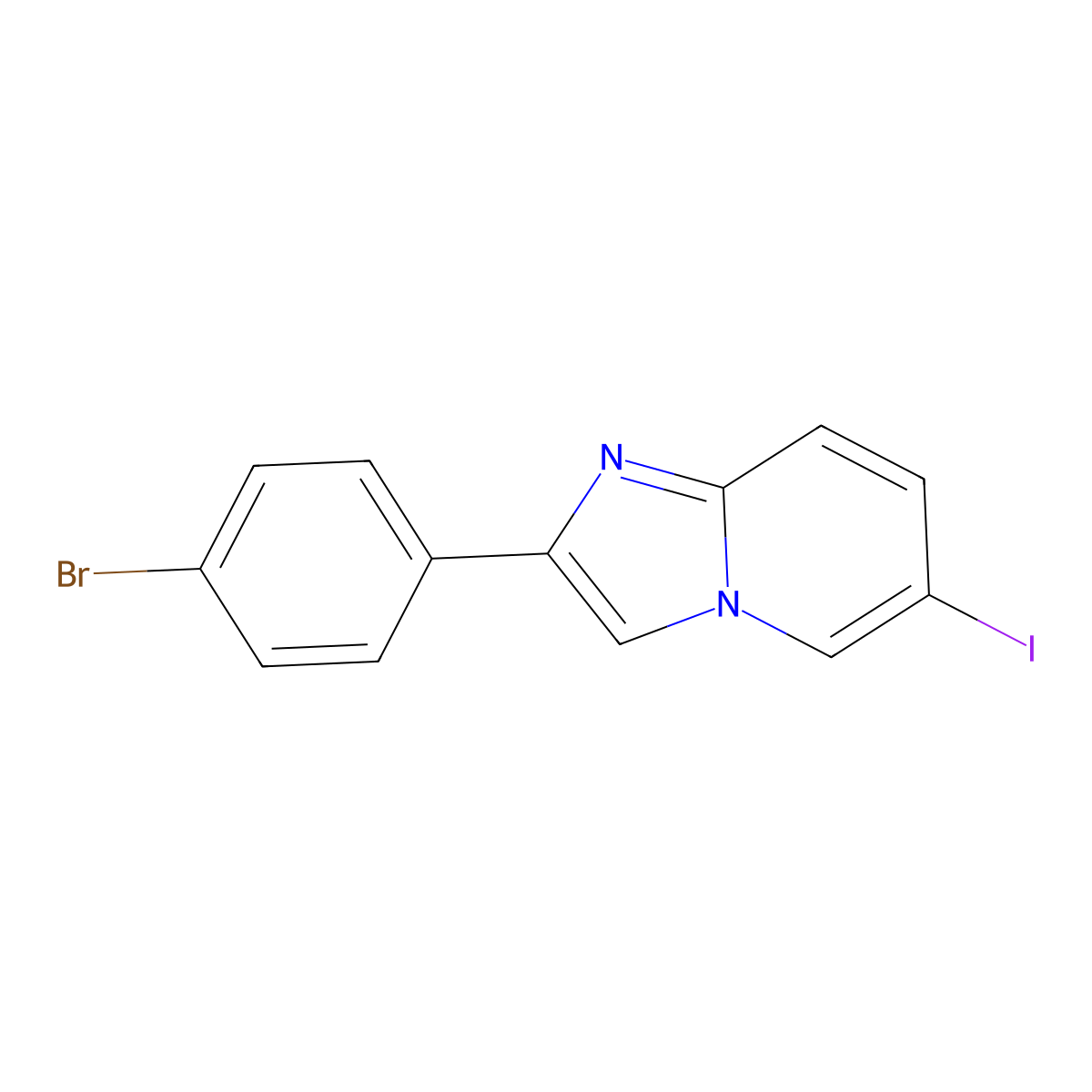 2-(4-Bromophenyl)-6-iodoimidazo[1,2-a]pyridine molecular structure, CAS 118000-66-1
