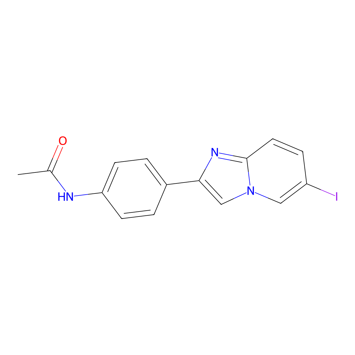 N-[4-(6-iodoimidazo[1,2-a]pyridin-2-yl)phenyl]acetamide molecular structure, CAS 118000-68-3