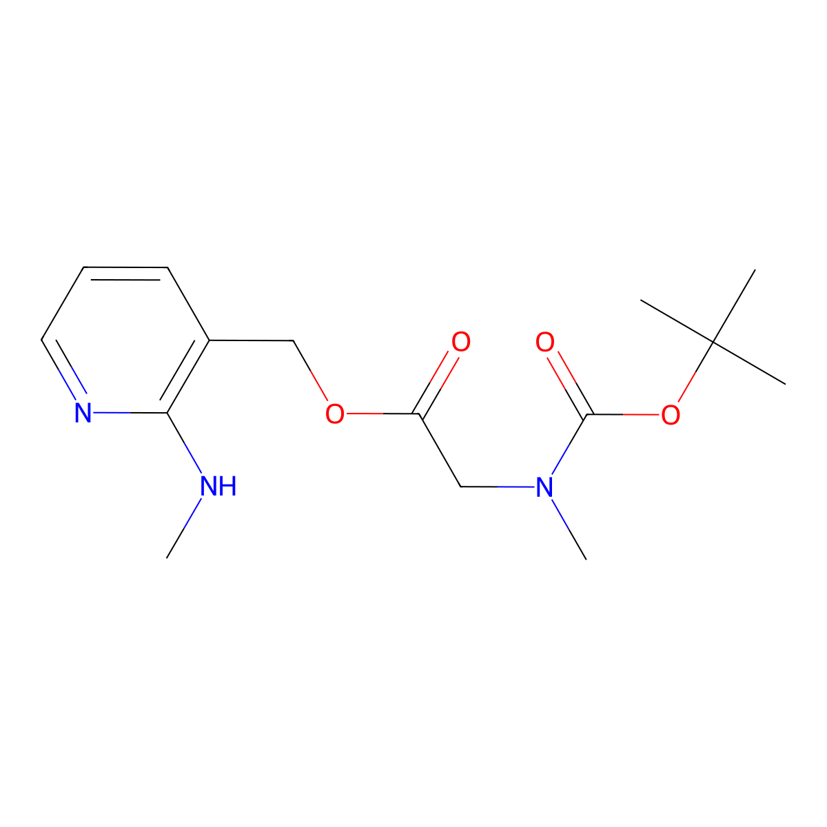 N-((1,1-Dimethylethoxy)carbonyl)-N-methylglycine (2-(methylamino)-3-pyridinyl)methyl ester molecular structure, CAS 1180002-01-0