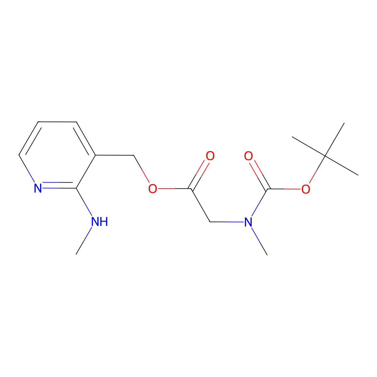 N-((1,1-Dimethylethoxy)carbonyl)-N-methylglycine (2-(methylamino)-3-pyridinyl)methyl ester molecular structure, CAS 1180002-01-0