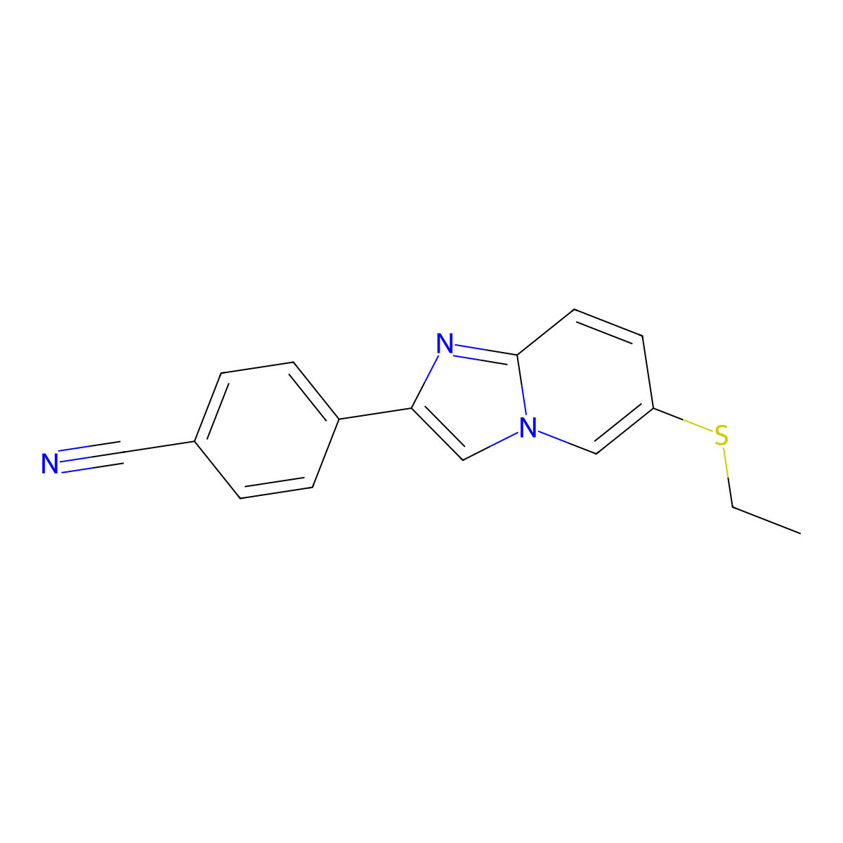 4-[6-(Ethylsulfanyl)imidazo[1,2-a]pyridin-2-yl]benzonitrile molecular structure, CAS 118001-49-3