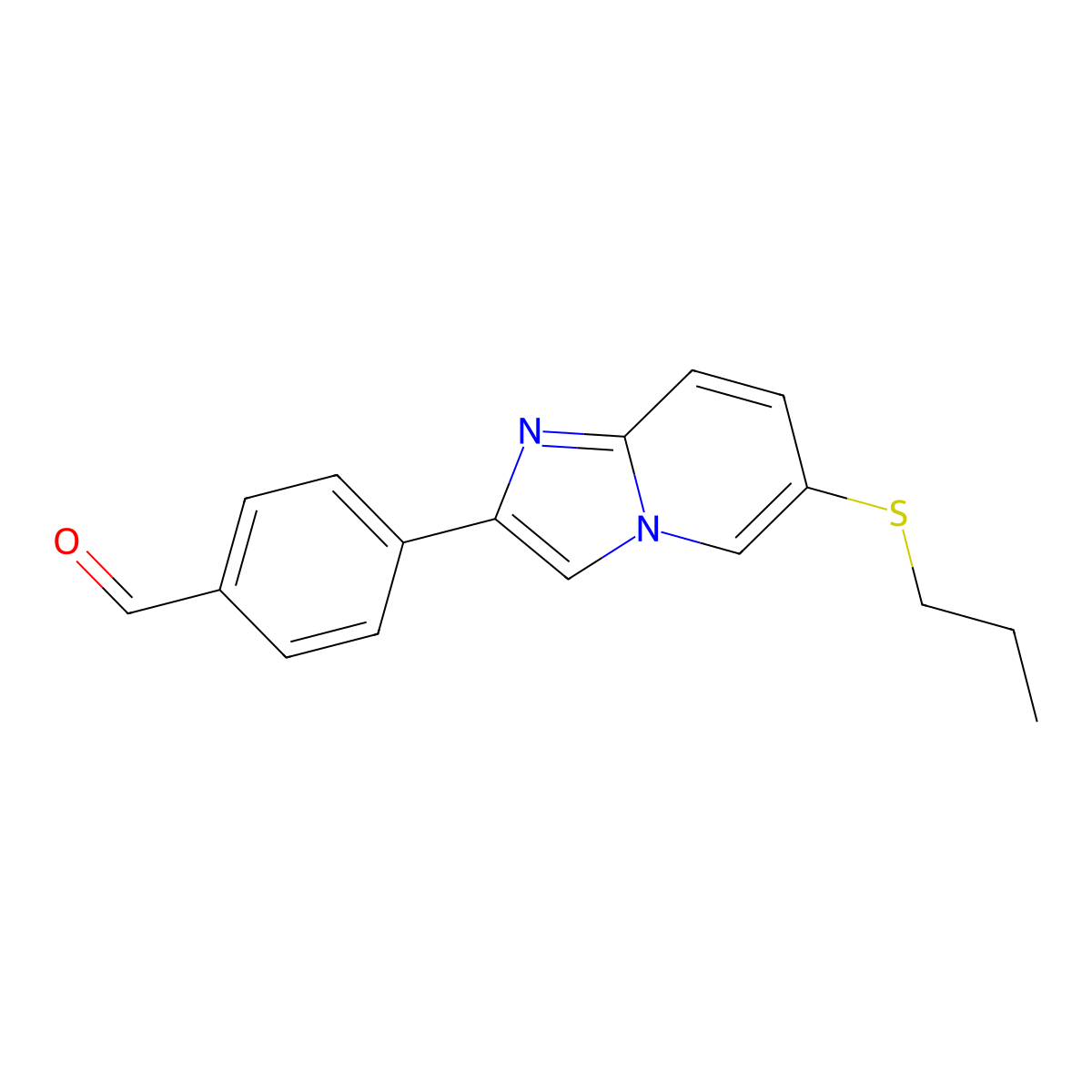 4-[6-(Propylsulfanyl)imidazo[1,2-a]pyridin-2-yl]benzaldehyde molecular structure, CAS 118001-55-1
