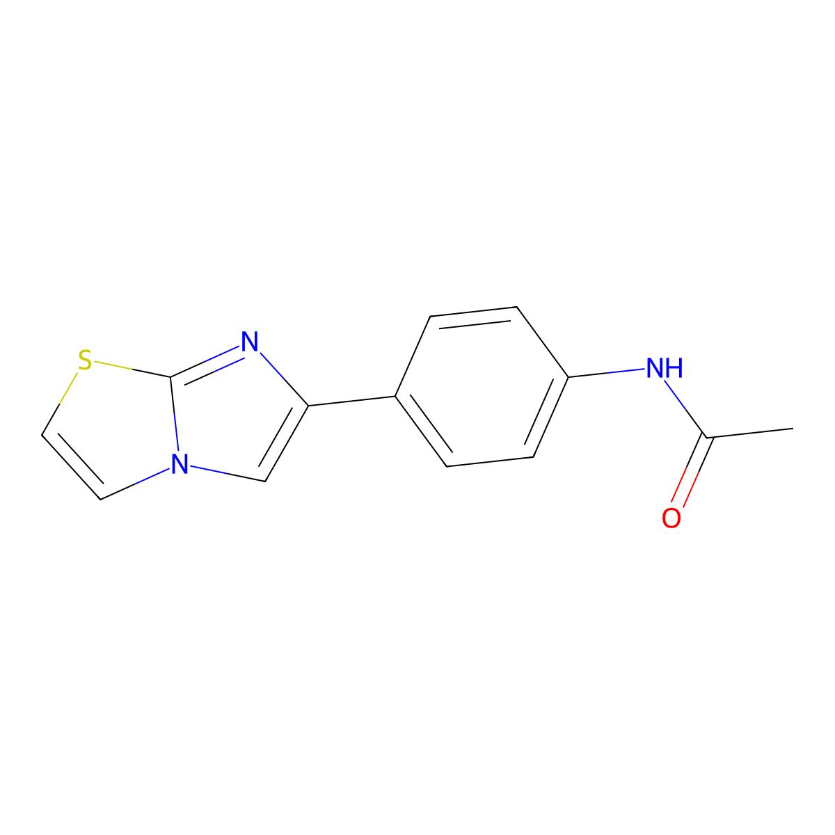 N-(4-imidazo[2,1-b][1,3]thiazol-6-ylphenyl)acetamide molecular structure, CAS 118001-65-3