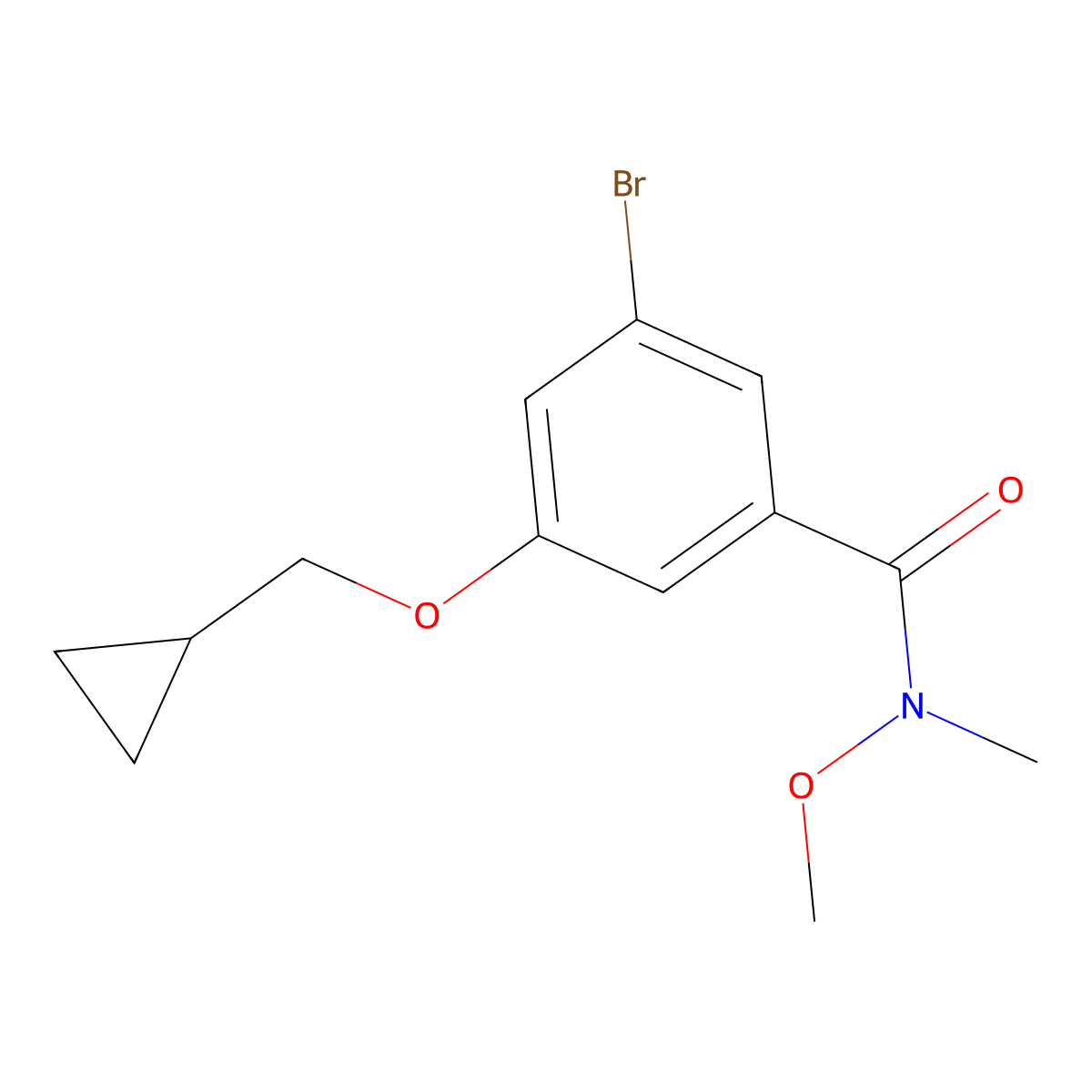 3-bromo-5-cyclopropylmethoxy-N-methoxy-N-methyl-benzamide molecular structure, CAS 1180016-75-4