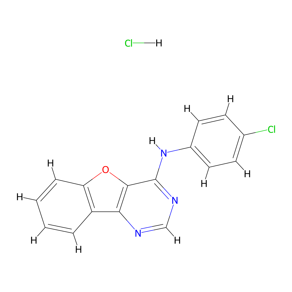 N-(4-chlorophenyl)benzofuro[3,2-d]pyrimidin-4-amine hydrochloride molecular structure, CAS 1180026-10-1