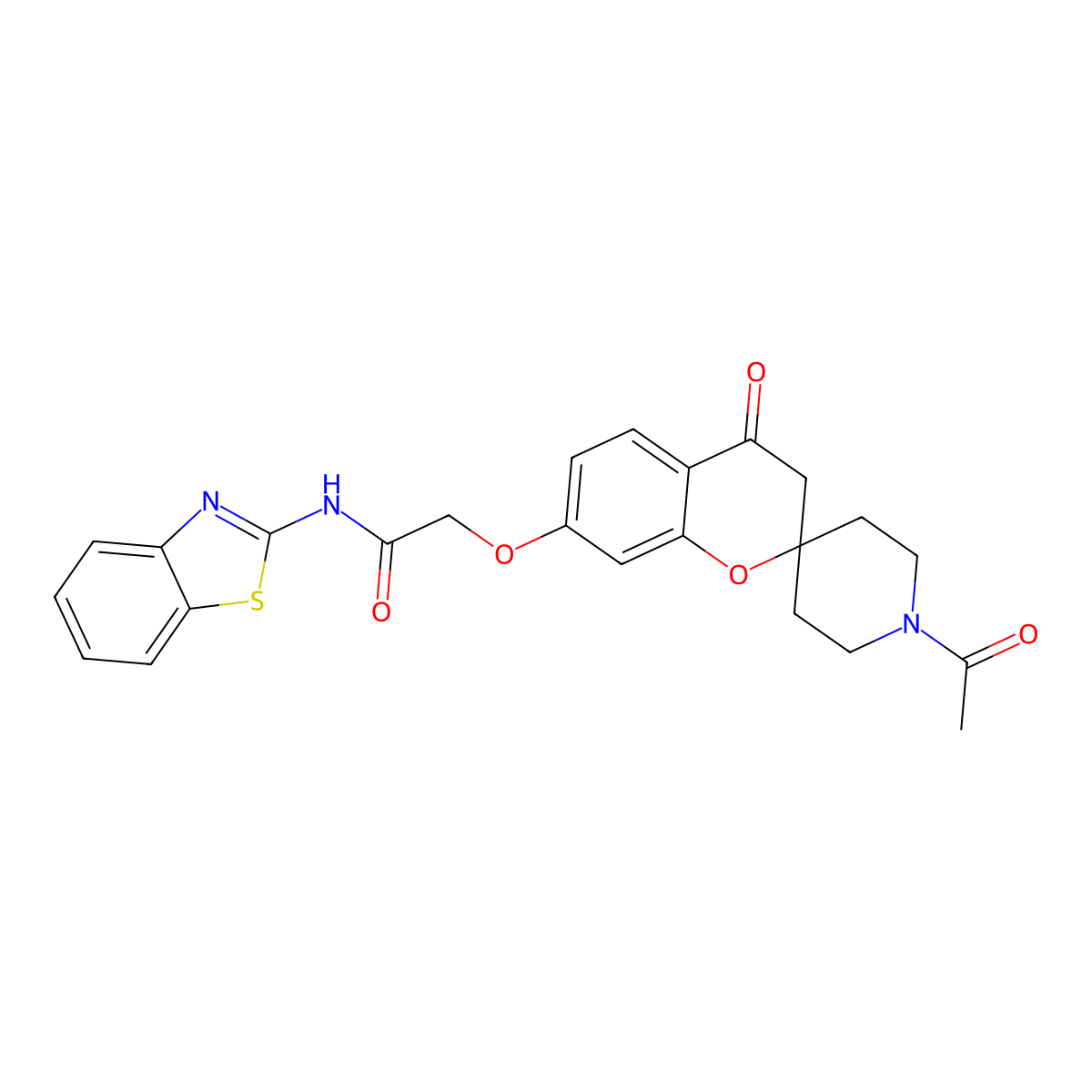 2-[(1'-acetyl-4-oxo-3,4-dihydrospiro[chromene-2,4'-piperidin]-7-yl)oxy]-N-(1,3-benzothiazol-2-yl)acetamide molecular structure, CAS 1180027-71-7