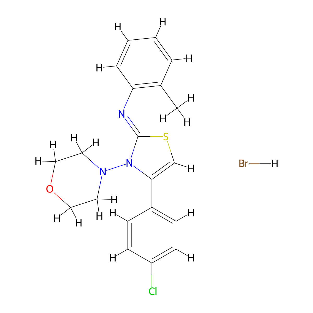 (Z)-N-(4-(4-chlorophenyl)-3-morpholinothiazol-2(3H)-ylidene)-2-methylaniline hydrobromide molecular structure, CAS 1180029-82-6