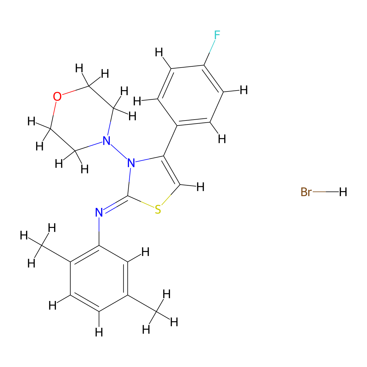(Z)-N-(4-(4-fluorophenyl)-3-morpholinothiazol-2(3H)-ylidene)-2,5-dimethylaniline hydrobromide molecular structure, CAS 1180031-00-8