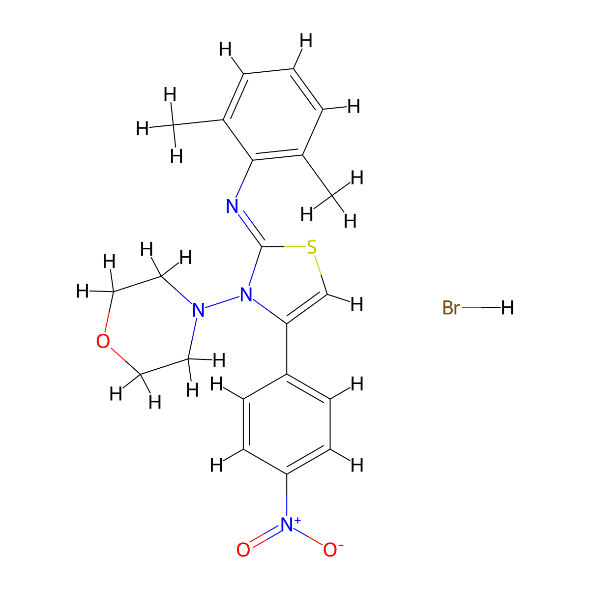 (Z)-2,6-dimethyl-N-(3-morpholino-4-(4-nitrophenyl)thiazol-2(3H)-ylidene)aniline hydrobromide molecular structure, CAS 1180032-37-4