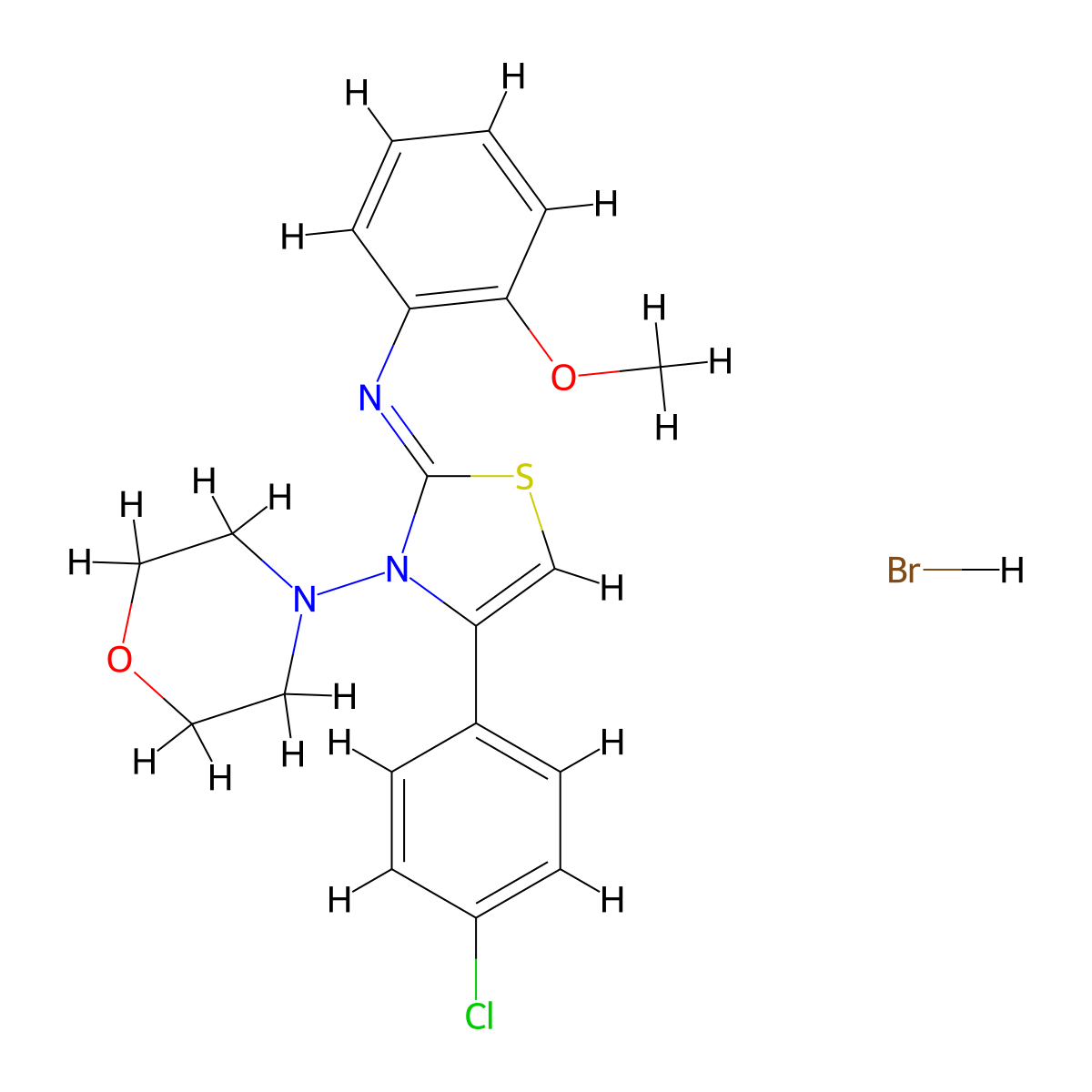 (Z)-N-(4-(4-chlorophenyl)-3-morpholinothiazol-2(3H)-ylidene)-2-methoxyaniline hydrobromide molecular structure, CAS 1180033-70-8