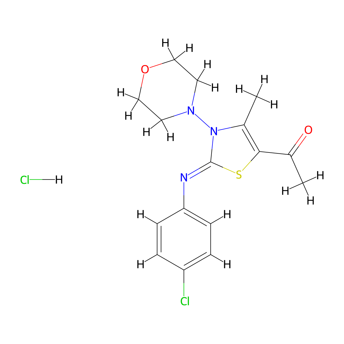 (Z)-1-(2-((4-chlorophenyl)imino)-4-methyl-3-morpholino-2,3-dihydrothiazol-5-yl)ethanone hydrochloride molecular structure, CAS 1180034-65-4