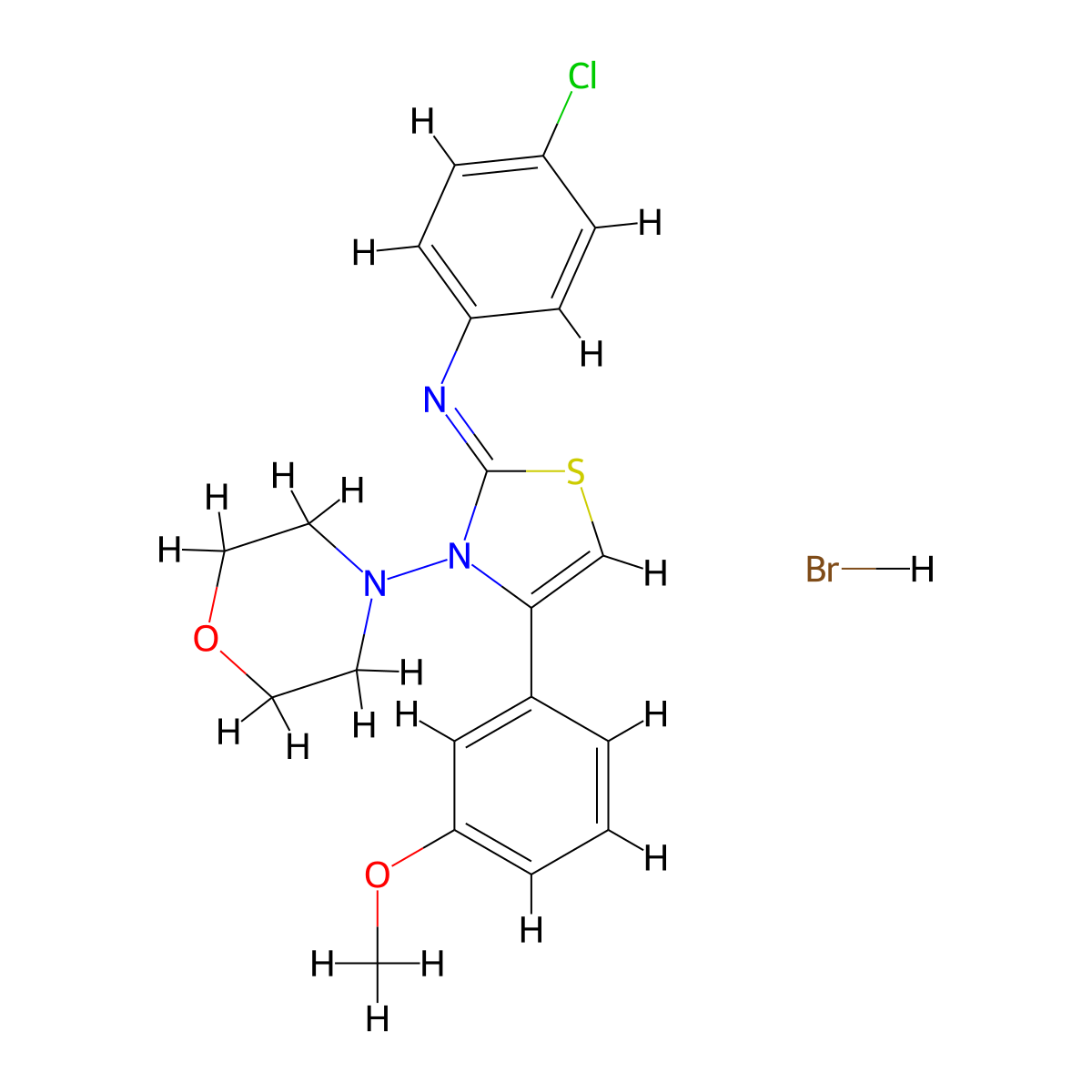(Z)-4-chloro-N-(4-(3-methoxyphenyl)-3-morpholinothiazol-2(3H)-ylidene)aniline hydrobromide molecular structure, CAS 1180034-97-2