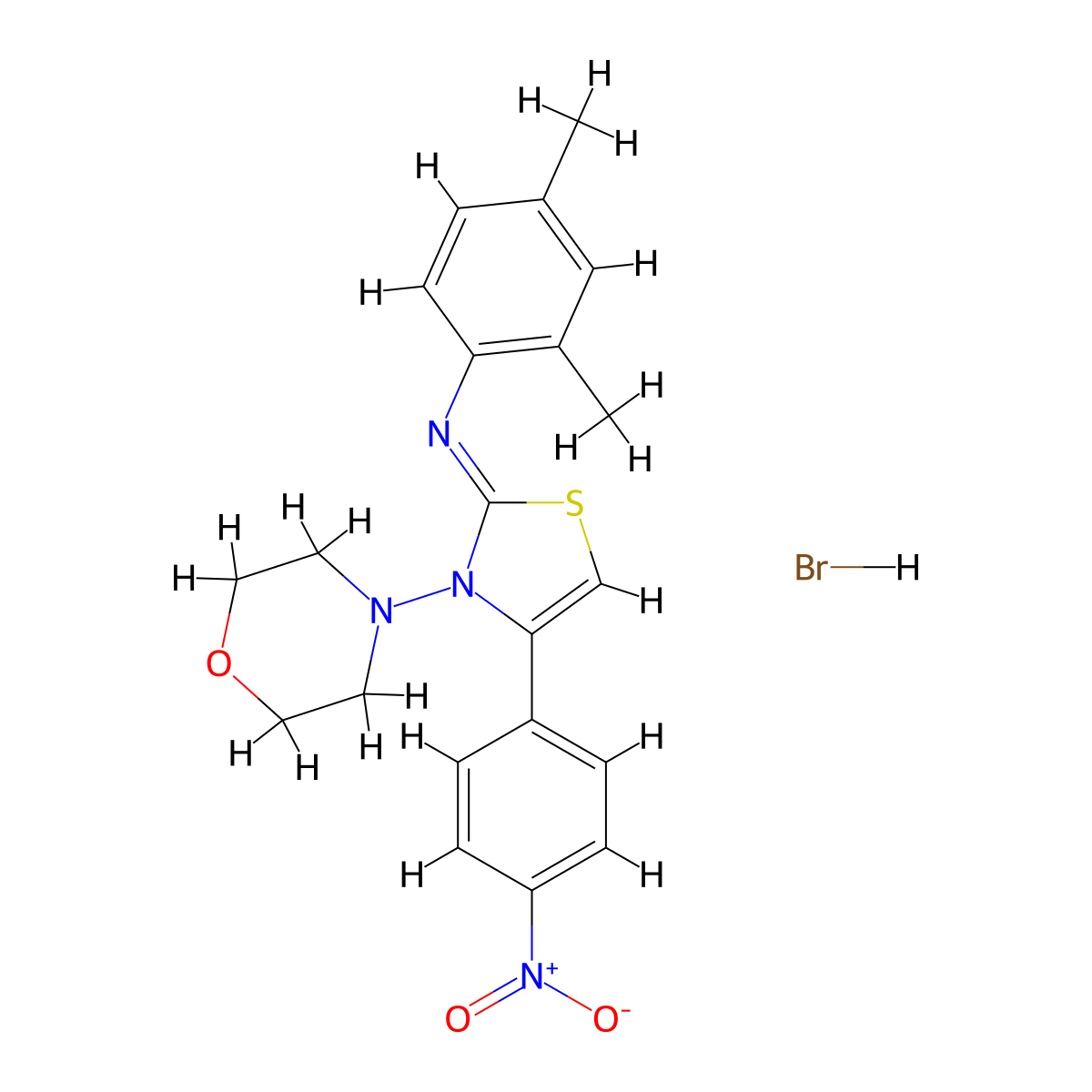 (Z)-2,4-dimethyl-N-(3-morpholino-4-(4-nitrophenyl)thiazol-2(3H)-ylidene)aniline hydrobromide molecular structure, CAS 1180037-03-9