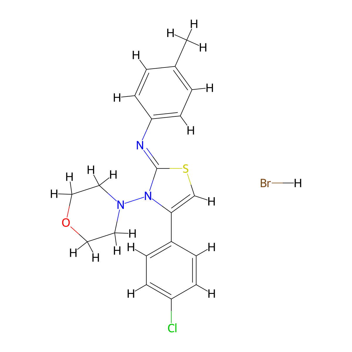 (Z)-N-(4-(4-chlorophenyl)-3-morpholinothiazol-2(3H)-ylidene)-4-methylaniline hydrobromide molecular structure, CAS 1180039-72-8